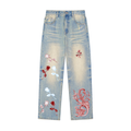 Sun Fade Raw Hem Denim Jeans