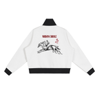 Contrast Side Stripe Fleece Cropped Track Jacket