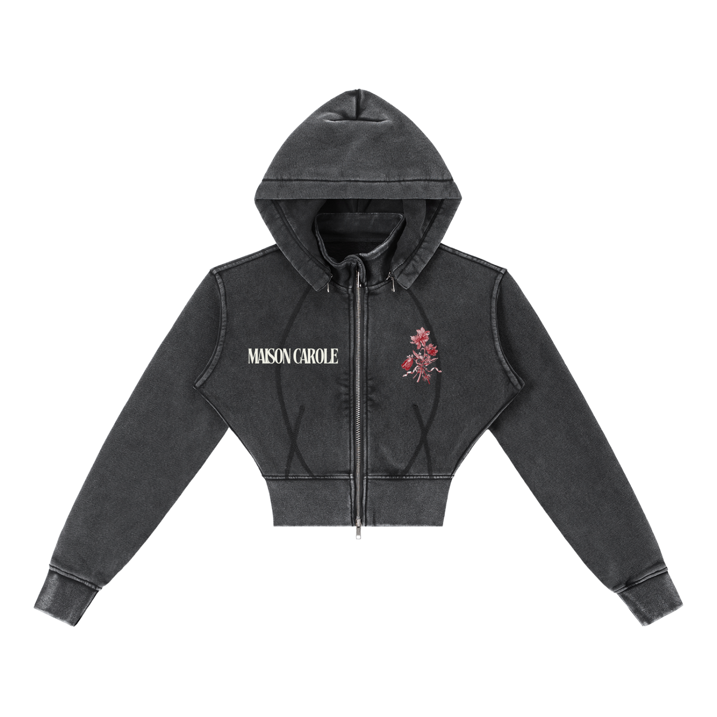 Vintage Washed Cropped Fleece Hoodie