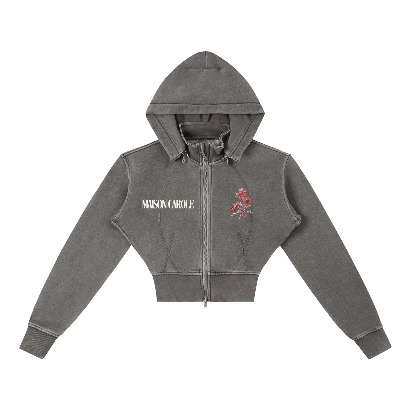 Vintage Washed Cropped Fleece Hoodie