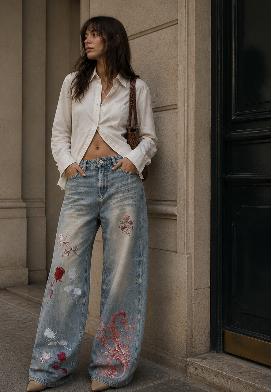 Sun Fade Raw Hem Denim Jeans