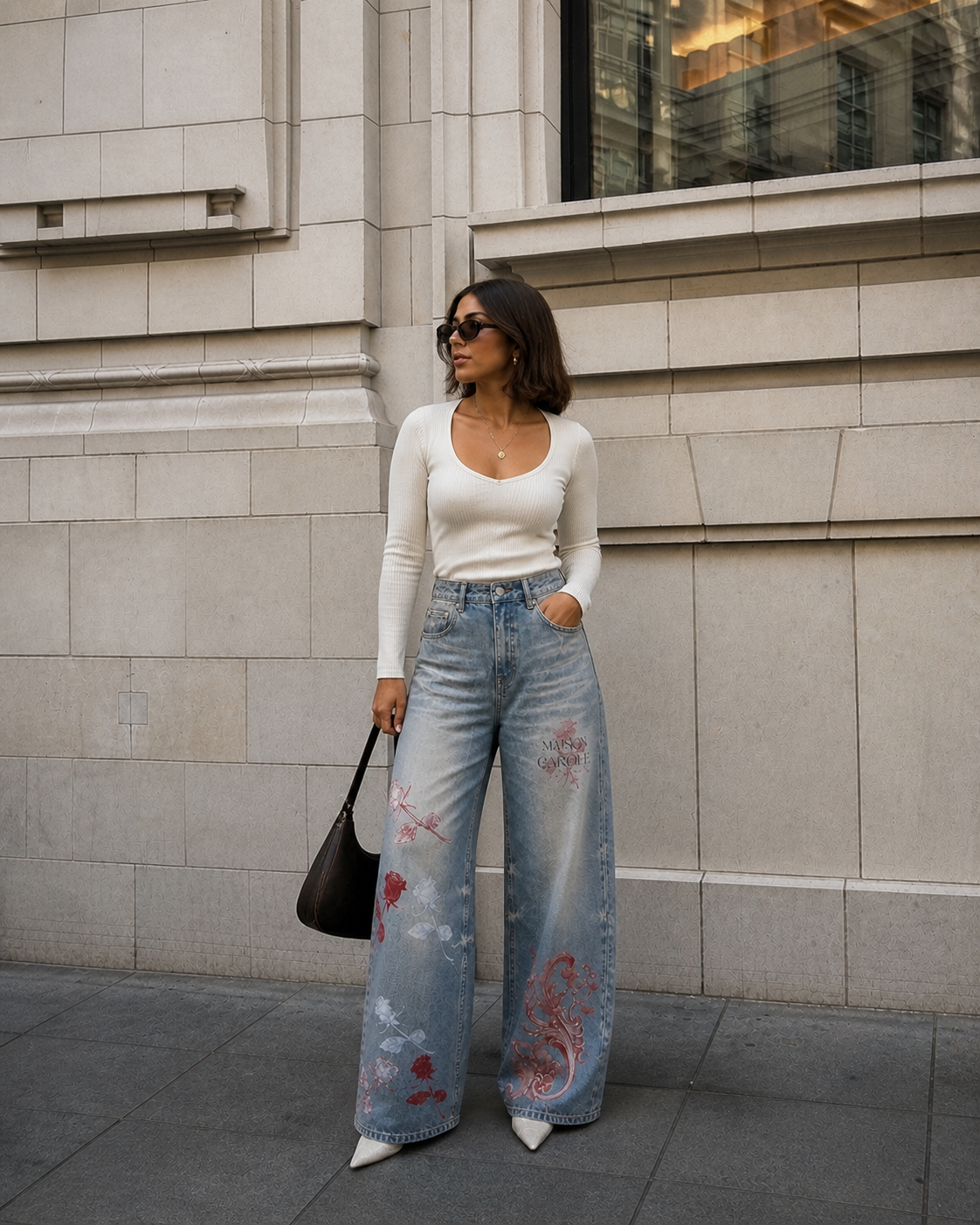 Sun Fade Raw Hem Denim Jeans