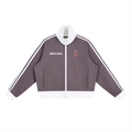 Contrast Side Stripe Fleece Cropped Track Jacket