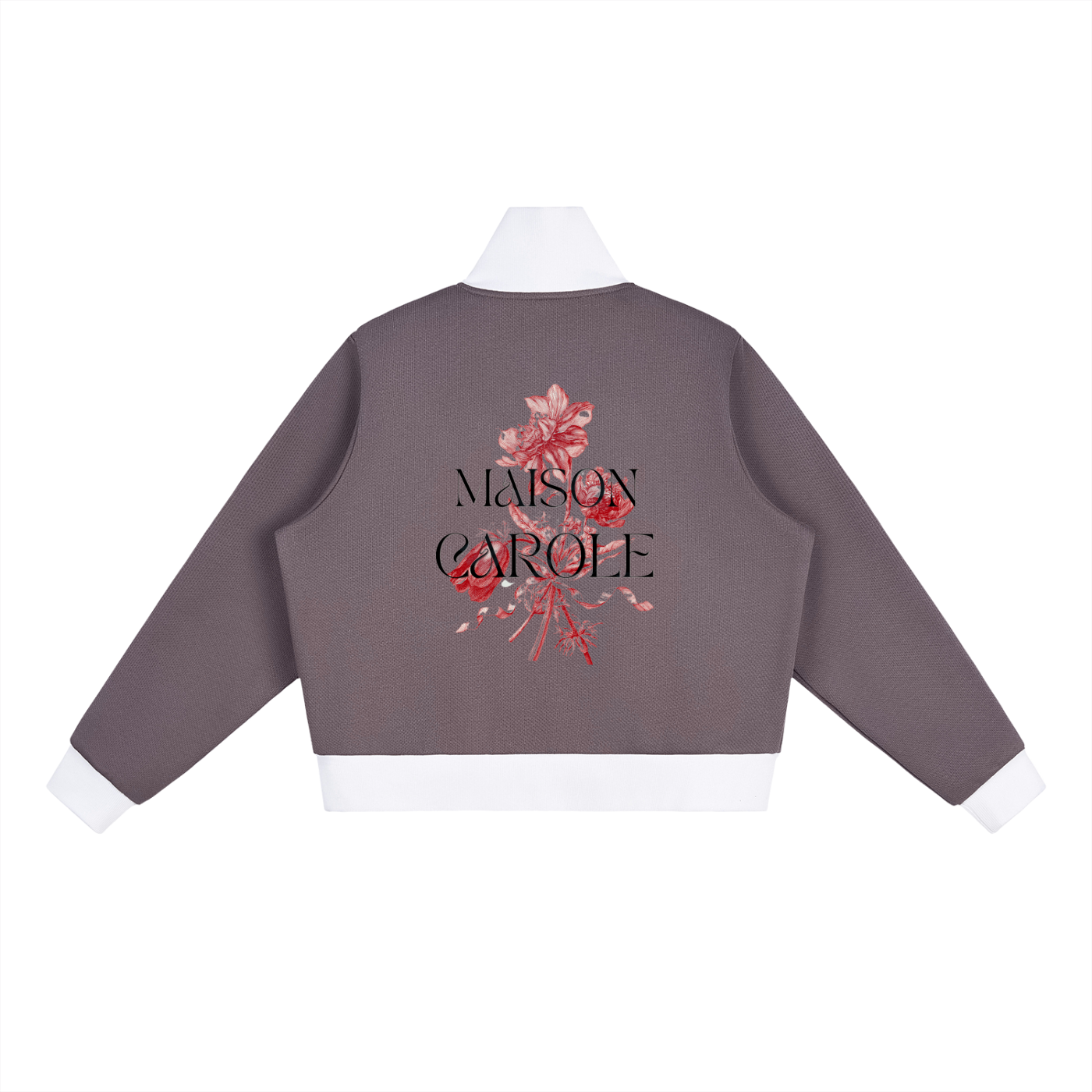 Contrast Side Stripe Fleece Cropped Track Jacket